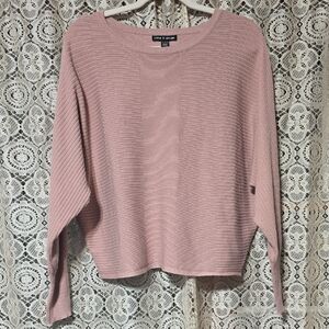 Cable & Gauge Blush Ribbed Crew Neck Sweater